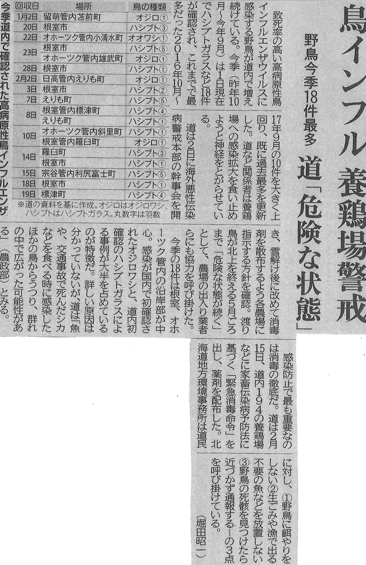 Hokkaido Shimbun article